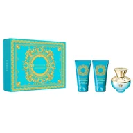 Zestawy perfum damskich - Versace Dylan Turquoise Pour Femme zestaw woda toaletowa spray 50ml + żel pod prysznic 50ml + żel do ciała 50ml - miniaturka - grafika 1