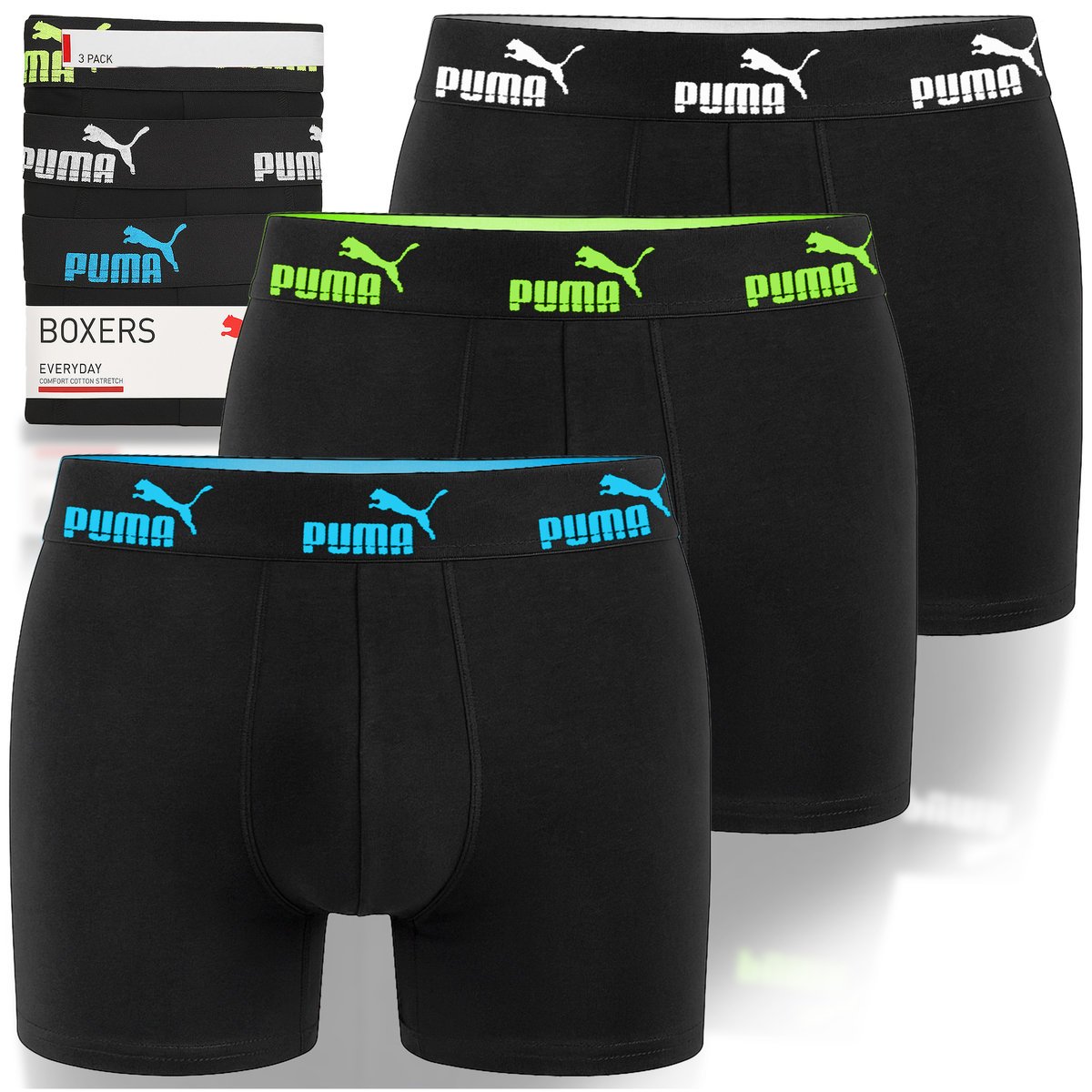 Puma Bokserki Męskie Tripple Black Bawełna 3 Pak Rozmiar XXL