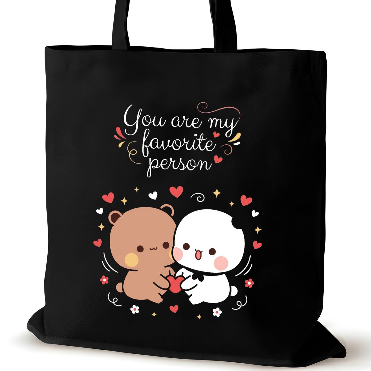 Torba bawełniana dla VIRAL czarna na ramię zakupowa napisem prezent