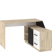 Biurka - Biurko Narożne Prawe 120P 1D2S PAX-03 Pax MebloCross Dąb Endgrain / Biały / Beton Czarny - miniaturka - grafika 1