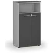 Szafy biurowe - Szafa biurowa kombinowana PRIMO GRAY, drzwi na 3 poziomach, 1434 x 800 x 420 mm, szary/grafit - miniaturka - grafika 1