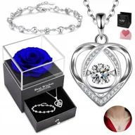 Bransoletki - SREBRNY NASZYJNIK DIAMENTOWANY SERCE Prezent dla KOBIET + BRANSOLETKA - miniaturka - grafika 1