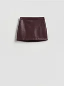 Spodenki damskie - Reserved - Spódnico-szorty z imitacji skóry - mahoniowy - miniaturka - grafika 1