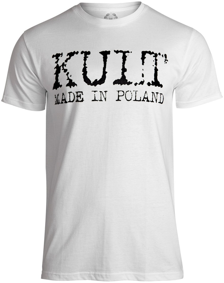 koszulka KULT - MADE IN POLAND (LOGO+NAPIS) biała-L