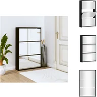 Szafki na buty - vidaXL Szafka na buty z lustrem 3 przegrody czarna 63x17x102,5 cm - Półki i szafki na buty - miniaturka - grafika 1