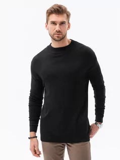 Swetry męskie - Sweter męski z półgolfem o gładkiej strukturze E178 - V1 czarny - rozmiar xl - czarny - grafika 1