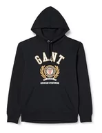 Bluzy męskie - GANT Męska bluza z kapturem Crest Sweat, czarny, XXL - miniaturka - grafika 1