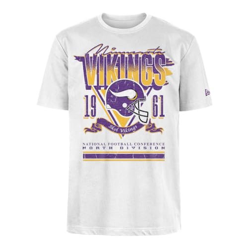 MINNESOTA VIKINGS Czapka New Era NFL oversize T-shirt z nadrukiem sitodruku postarzana grafika zespołu biała unisex