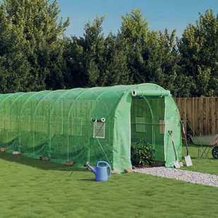 vidaXL Szklarnia ze stalową ramą, zielona, 32 m², 16x2x2 m - Szklarnie ogrodowe - miniaturka - grafika 1