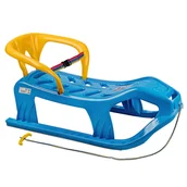 Sanki i ślizgacze - SANKI DWUOSOBOWE ŚLIZGACZ plastikowe MOCNE POLSKIE z oparciem PASY + PŁOZY - miniaturka - grafika 1