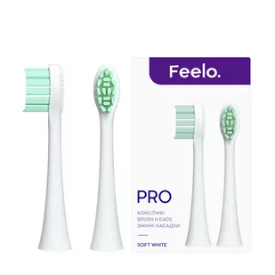 Feelo PRO White Soft Końcówki do szczoteczki sonicznej Feelo PRO białe 2 sztuki - Końcówki do szczoteczek elektrycznych - miniaturka - grafika 1
