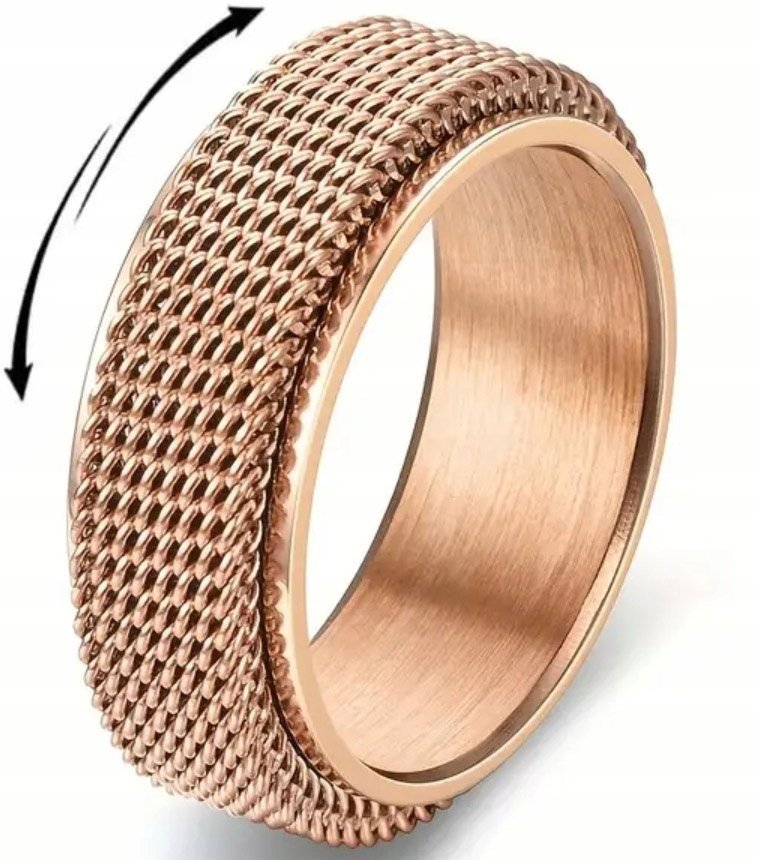 Sygnet Różowe Złoto Antystresowy Anxiety ze Stali Chirurgicznej na Stres