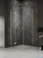 Kabiny prysznicowe - New Trendy Nesta Light Gold kabina 110x80x200 cm lewa wspornik równoległy złoty połysk/szkło przejrzyste K-4509 - miniaturka - grafika 1