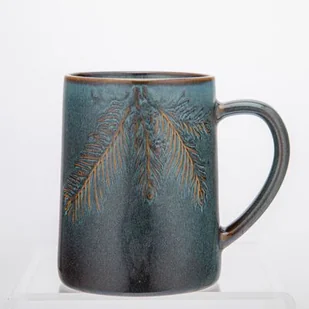 Kubek ceramiczny zwężany 450 ml zielono-brązowy - Kubki - miniaturka - grafika 1