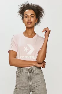 Koszulki sportowe damskie - Converse T-shirt kolor różowy - grafika 1
