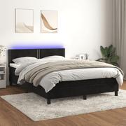 Łóżka - Łóżko kontynentalne z materacem i LED, czarny aksamit 140x200cm Lumarko - miniaturka - grafika 1