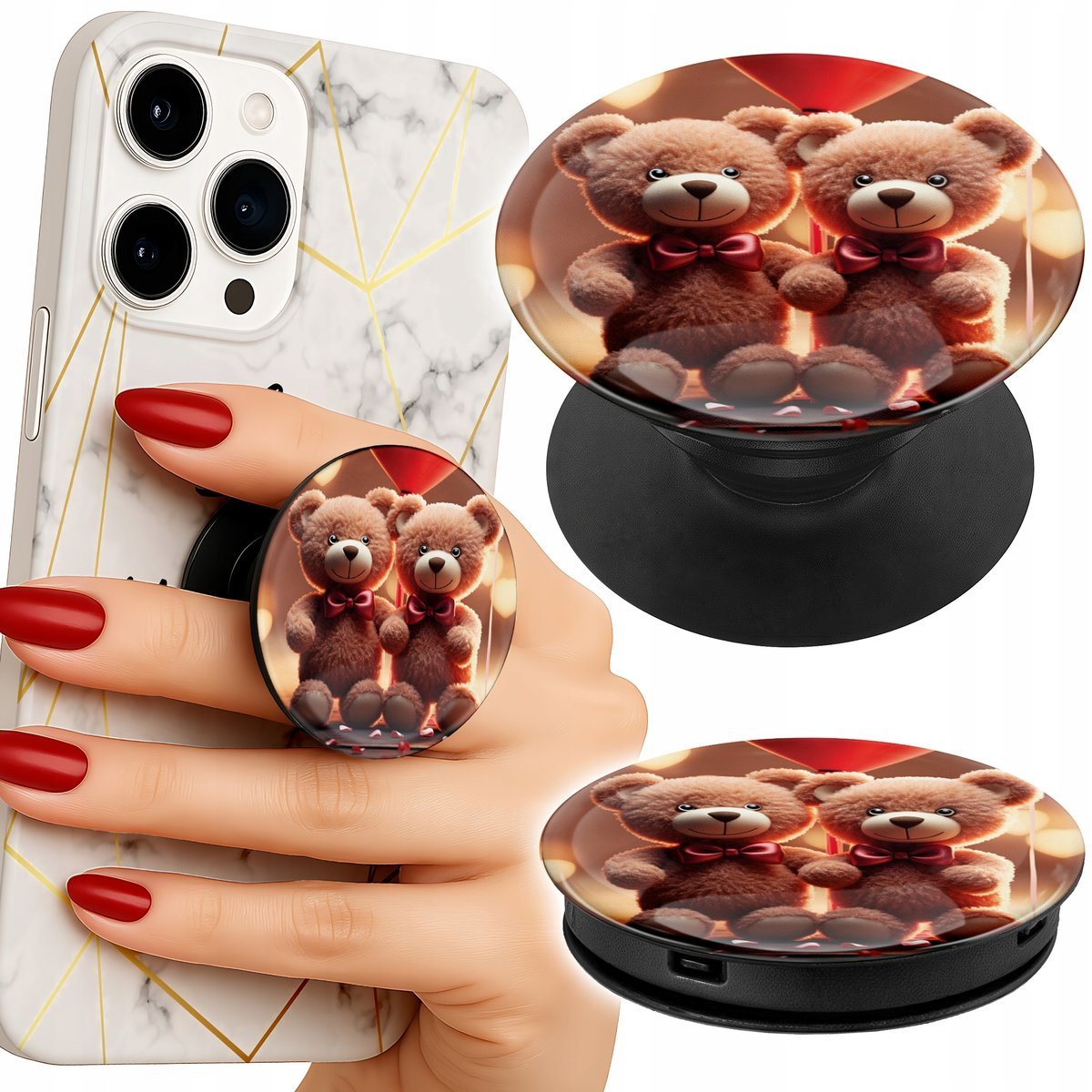 Uchwyt do telefonu Popsocket na palce/stojak MISIE, LOVE YOU, SERCA