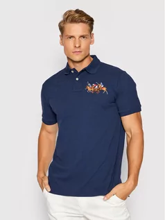 Koszulki męskie - Ralph Lauren Polo Polo Ssl 710814437003 Granatowy Slim Fit - grafika 1