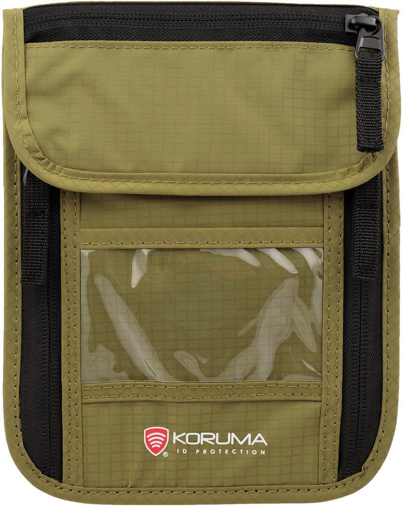 Paszportówka antykradzieżowa na szyję z zabezpieczniem RFID STOP zielony Uniwersalny