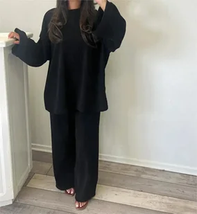 Damski komplet z długą bluzką - Czarny XL - Komplety damskie - miniaturka - grafika 1