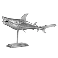 Figurki dekoracyjne - Rzeźba rekina z podstawką 106x36x61 cm srebrne aluminium - miniaturka - grafika 1