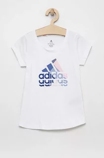 Koszulki dla dziewczynek - Adidas t-shirt bawełniany dziecięcy kolor biały - adidas - grafika 1