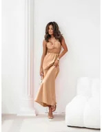 Komplety damskie - Modny komplet crop top i maxi spódnica DAIYA - złoty - miniaturka - grafika 1