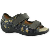 Buty dla chłopców - Kapcie dla chłopca z otwartymi palcami na rzepy Befado 063X012 Sunny Szare - miniaturka - grafika 1