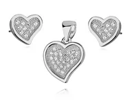 Zestawy biżuterii dla kobiet - Valerio.pl Rodowany srebrny komplet serca serduszka białe cyrkonie srebro 925 Z1063Z Z1063Z - miniaturka - grafika 1