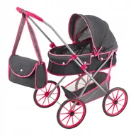 Domki dla lalek - Wózek dla lalek głęboki gondola składany torba gumowe koła duży lekki - miniaturka - grafika 1