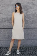 Sukienki - Echo wiskozowa sukienka midi na szerokich ramiączkach - beżowa - miniaturka - grafika 1