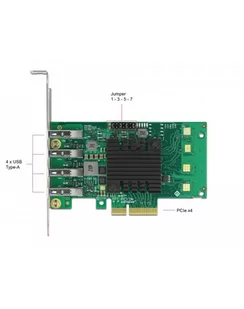 Delock PCIe x4>4x ext USB 3.0 Quad C.LP - Akcesoria do komputerów stacjonarnych - miniaturka - grafika 1