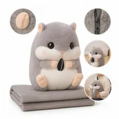 Maskotki i pluszaki - CHOMIK KOC MASKOTKA PODUSZKA 3W1 przytulanka kocyk pluszak pluszowy zestaw - miniaturka - grafika 1