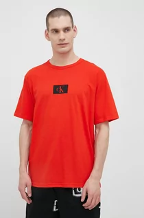 Piżamy męskie - Calvin Klein Underwear t-shirt piżamowy bawełniany kolor czerwony wzorzysta - grafika 1