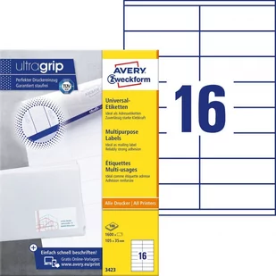 Avery Zweckform Etykiety Uniwersalne 105x35 mm Białe 1600 szt. Zweckform 3423 - Etykiety do drukarek - miniaturka - grafika 2
