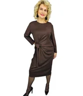 Sukienki - Elegancka ołowkowa sukienka midi  z szarfą w pasie PAMELA-44 - miniaturka - grafika 1