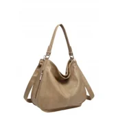 Torebki damskie - Klasyczna Shopperka Torebka Damska Beżowa LUIGISANTO V080 Beige/Taupe - miniaturka - grafika 1