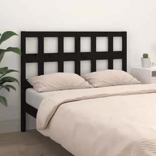 Lumarko Wezgłowie łóżka, czarne, 125,5x4x100 cm, lite drewno sosnowe - Inne meble do sypialni - miniaturka - grafika 4