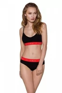 Bielizna sportowa damska - PS009 TOP black-red bawełniany biustonosz - PASSION sport edition - miniaturka - grafika 1