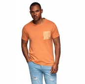Koszulki męskie - T-shirt męski z printowaną kieszonką - pomarańczowy V3 OM-TSPT-0227 r. L - miniaturka - grafika 1