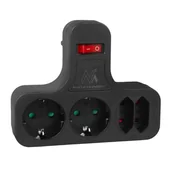 Gniazdka elektryczne - Gniazdko prądowe Maclean MCE224 G/B, poczwórne z wyłącznikiem, nóżka - miniaturka - grafika 1