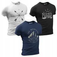 Koszulki męskie - KOSZULKI MĘSKIE 3pak T-shirt MĘSKI ZESTAW KOMPLET 100% BAWEŁNIANE 3szt - miniaturka - grafika 1