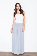 Spódnice - Długa SPÓDNICA bawełniana z rozcięciem szara L/XL - miniaturka - grafika 1