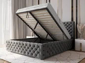 Łóżka - Łóżko tapicerowane z pojemnikiem 140x200 grafitowe PRO line 15 - miniaturka - grafika 1