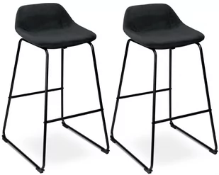 Krzesło barowe SLIGO aksamitne czarne VELVET komplet 2 sztuk - Taborety i hokery - miniaturka - grafika 1