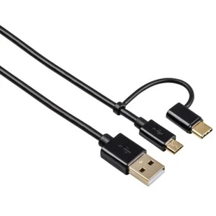 Hama 2in1-Micro-USB-przy użyciu kabla USB-C-Adapter, pozłacany, ekranowany, 1,00 m 00054512 - Kable USB - miniaturka - grafika 1
