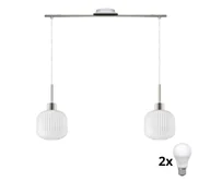 Lampy sufitowe - LED Żyrandol na linkę HARMA 2xE27/60W/230V matowy chrom/biały - miniaturka - grafika 1