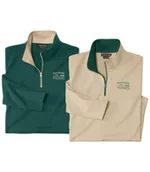 Swetry męskie - Zestaw 2 półgolfów z kołnierzem na suwak Mężczyzna Atlas For Men - Kolor : Zielony - Rozmiar : 4XL - miniaturka - grafika 1