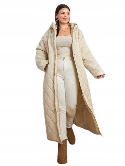 SHEIN DAMSKA KURTKA KREMOWA ZIMOWA PIKOWANA PLUS SIZE 48 ŁYB