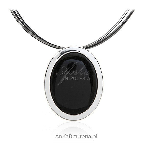 ankabizuteria.pl Broszko wisior srebrny z onyksem Klasyczna biżuteria